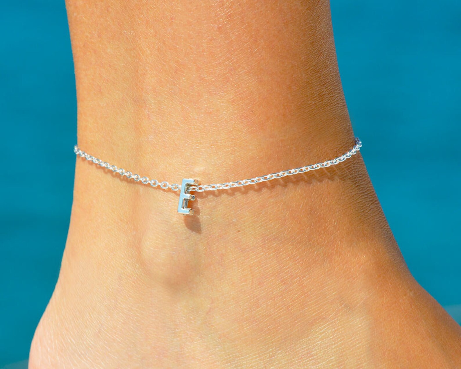 Anklet with Initial Silver Plated Ankle Bracelet Letter Etsy