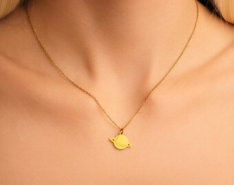 Saturn Pendant Necklace • Stainless Steel Planet Charm, Space Jewelry