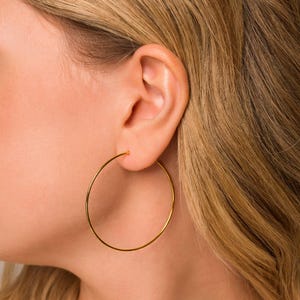 Large Hoop Earrings | 50mm Thin Hoops in Sterling Silver or 18K Gold | Water and Tarnish Resistant | SEA SIDE MOTIFS