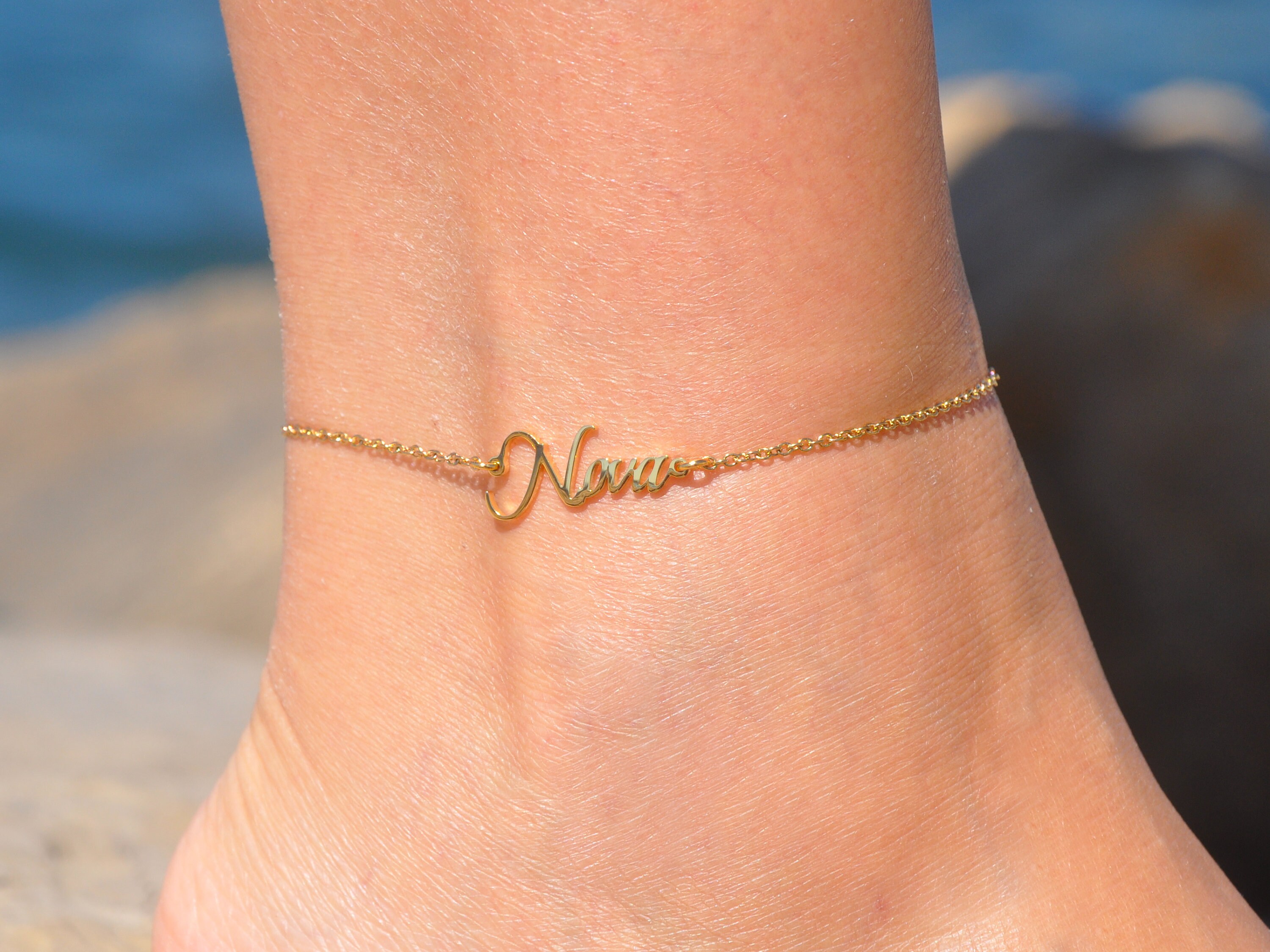 Girls Name Anklet Custom Name Anklet Sterling Silver Name Anklet