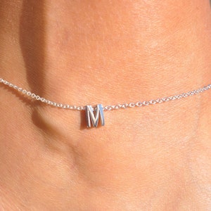 Silver Initial Anklet | Letter Anklet, Personalized Ankle Bracelet for Women, Silver Anklet, Name Anklet, Gift for Her, Bridesmaid SSM-504