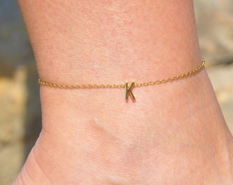 Anklet with Initial | Silver Plated Ankle Bracelet | Letter Anklet | Silver Foot Jewelry | Summer Gift | Personalized Anklet | Gift for Her