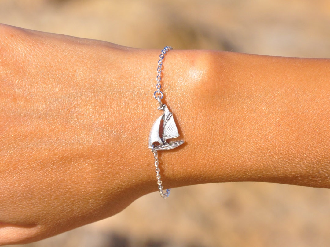 Silver Sailboat Bracelet Personalized Bracelet Silver Etsy