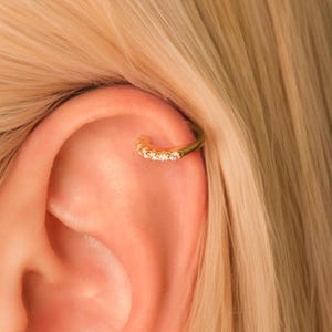 Dainty Pave Ear Cuff • No Piercing Required • Diamond Cartilage Earcuff Earring • 18K Gold Vermeil or Sterling Silver