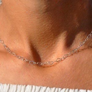 Heart Chain Choker | Heart Link Choker Necklace, Chain of Hearts, Dainty Choker with Hearts in Sterling Silver or Gold Filled