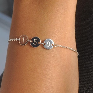 Number Bracelet | Custom Number Bracelet, Personalized Date Bracelet, Number Jewelry, Anniversary Birthday Gift for Her 1 2 3 4 5 6 7 8 9 0