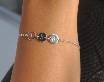 Number Bracelet | Custom Number Bracelet, Personalized Date Bracelet, Number Jewelry, Anniversary Birthday Gift for Her 1 2 3 4 5 6 7 8 9 0