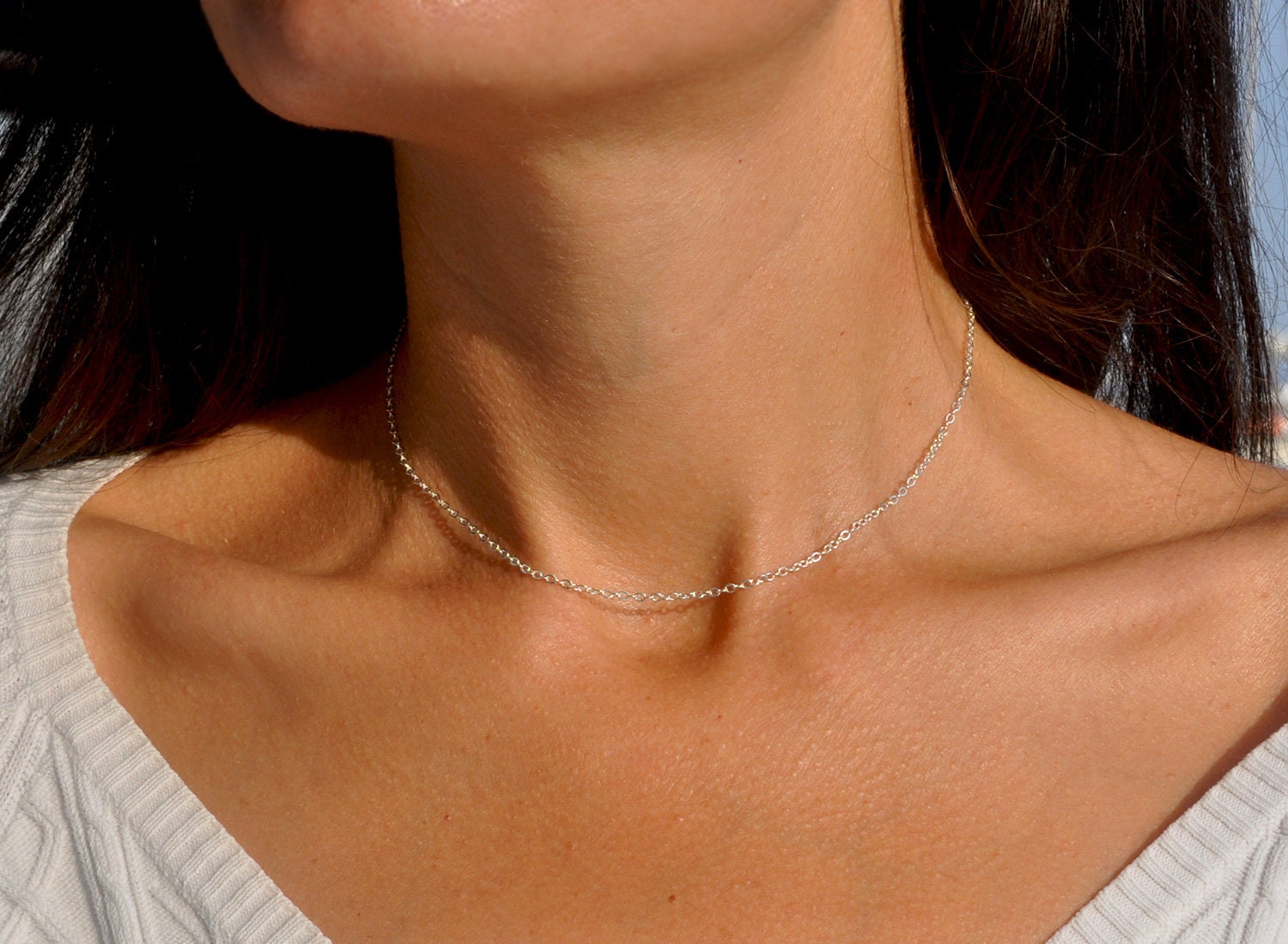 Necklace Plain Chain Dainty Thin Chain Choker Necklace Layering Necklace  Delicate Chain Necklace Simple Chain Necklace Basic Chain 