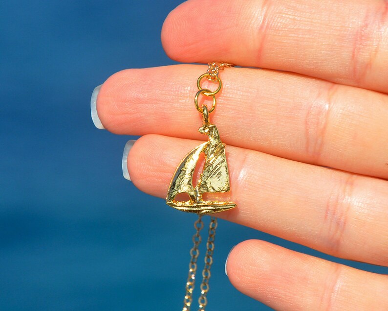 Gold Sailboat Necklace Sailing Boat Charm Necklaces for Etsy