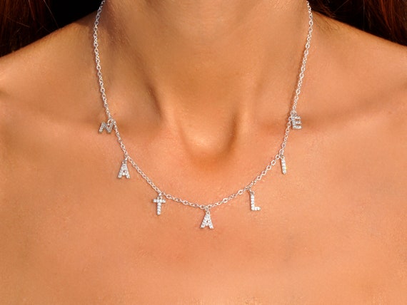 Diamond cz cheap name necklace