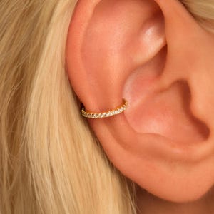 Dainty Pave Thin Ear Cuff Earring • No Piercing Required • Gold Vermeil or Sterling Silver