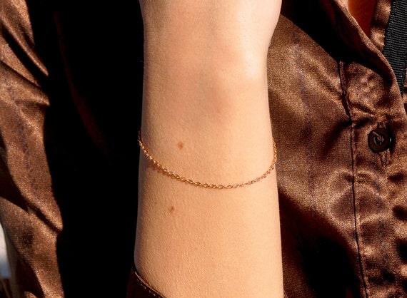 Simple Chain Bracelets Rose Gold, Stacking Bracelets, Dainty Rose Gold  Choker, Tattoo Necklace, Bridesmaid Gift, Everyday Bracelet, GCC - Etsy