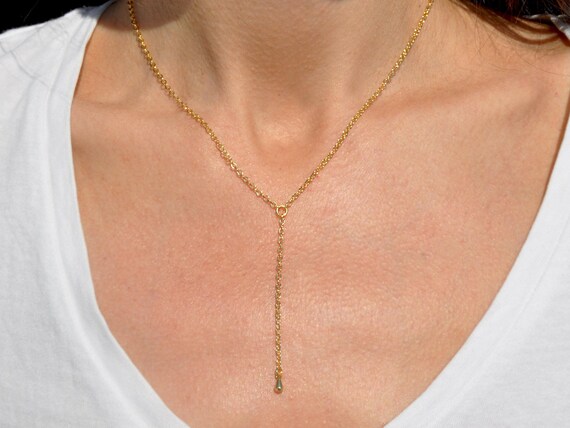 Minimal Y Necklace Gold Silver Simple Y 