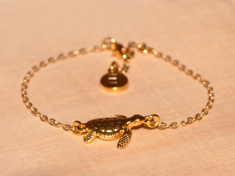 Gold Turtle Anklet Bracelet Sea Turtle Jewelry Personalized Etsy