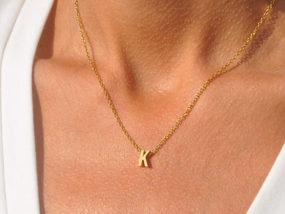 Sideways Letter K Initial Necklace - Silver & Gold | Alexandra Marks Jewelry