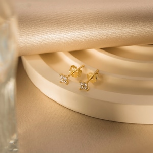 Tiny Flower Stud Earrings • Dainty Clover Flower Studs • Gold Vermeil or Sterling Silver