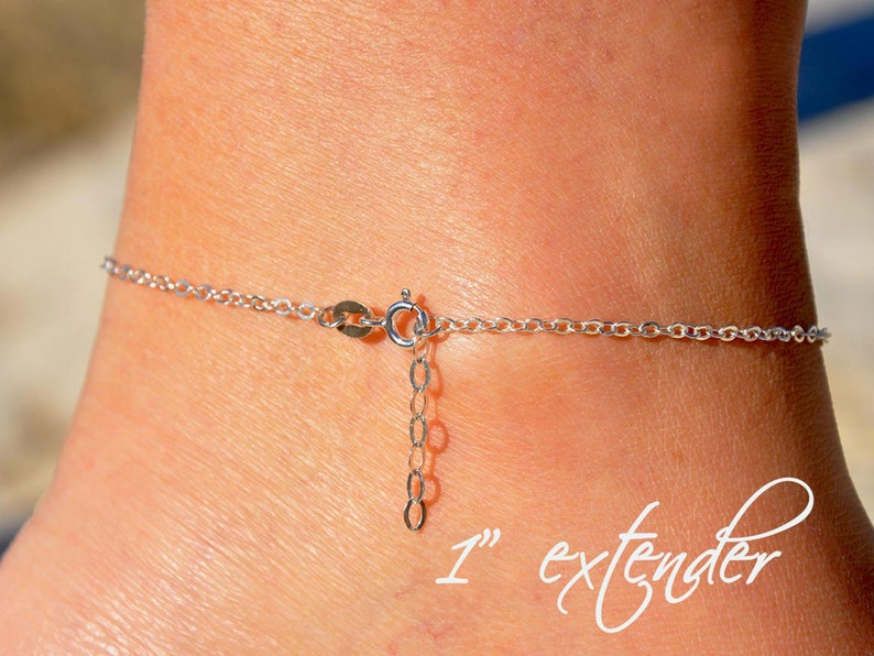 Boho Beach Jewelry Custom Initial Ankle Bracelet Sterling Silver Initial Anklet with Cubic Zirconia Stone Personalized Tiny Letter Anklet