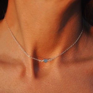 Sterling Silver Tiny Heart Choker Necklace Best Bridesmaid Proposal Box Gift Idea Wedding Party Favors