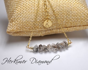 Herkimer Diamond Bracelet | Personalized Raw Herkimer Diamond Bracelet, April Birthday Gift Bracelet, April Birthstone Jewelry Gift for Her