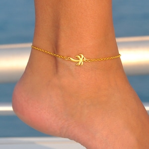 Gold Palm Tree Anklet | Personalized Coconut Tree Anklet, Gold Anklet, Palm Tree Jewelry, Summer Anklet, Foot Jewelry, Palm Beach Anklet