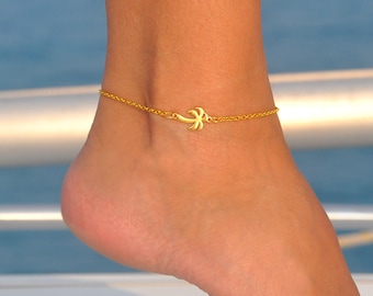 Gold Palm Tree Anklet | Personalized Coconut Tree Anklet, Gold Anklet, Palm Tree Jewelry, Summer Anklet, Foot Jewelry, Palm Beach Anklet