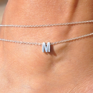 Layered Initial Anklet | WATERPROOF Anklet with Letter, Personalized Layering Jewelry, Anklet with Initial, Beach Wedding, TARNISH FREE Gift