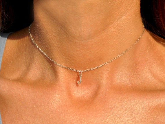 Sterling Silver Initial Choker Personalized Choker Necklace