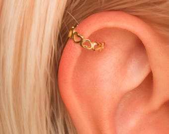 Dainty Heart Cartilage Ear Cuff Earring • No Piercing Required • Gold Vermeil or Sterling Silver