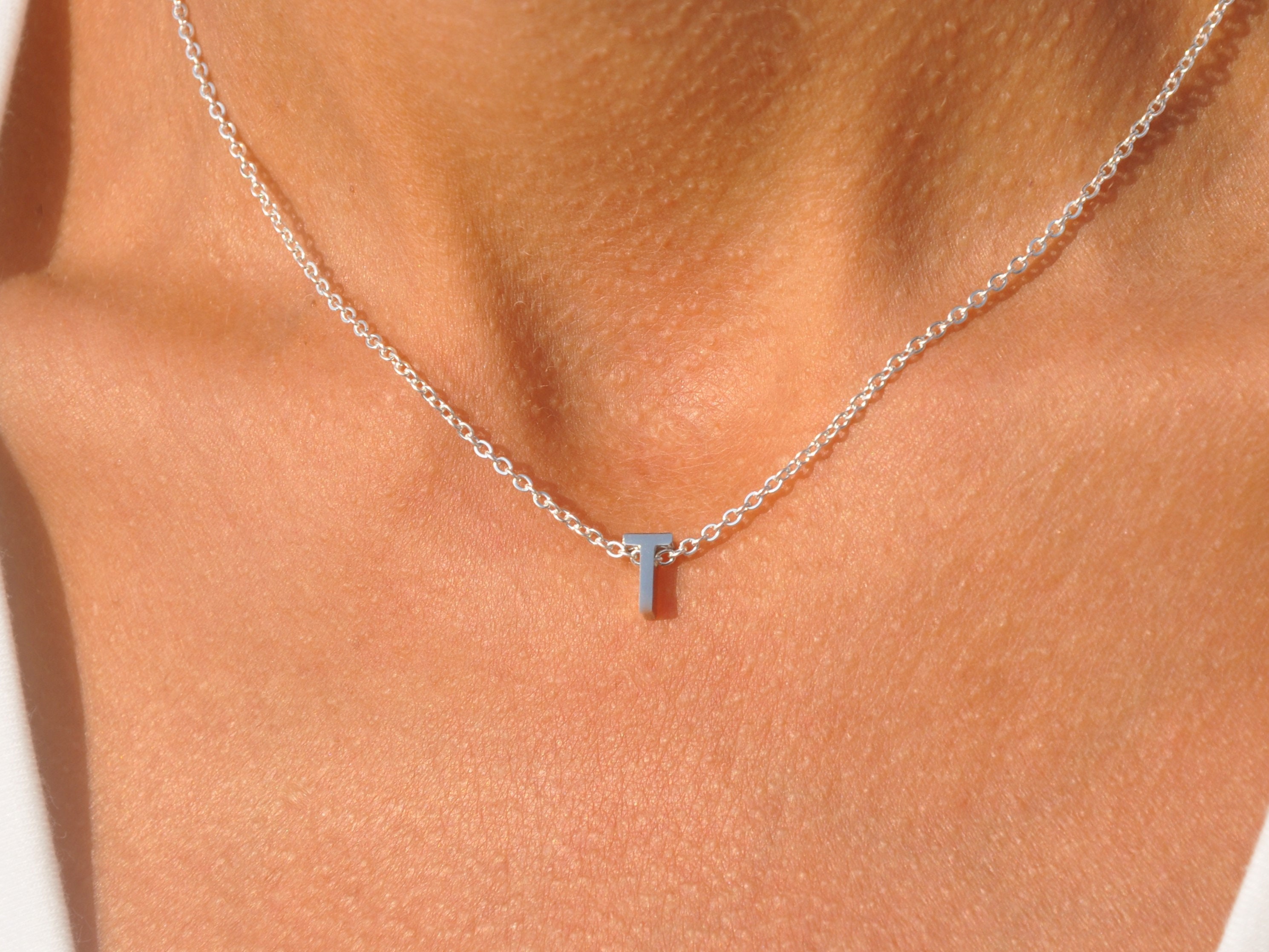 T Initial Necklace by Seasidemotifs in 
