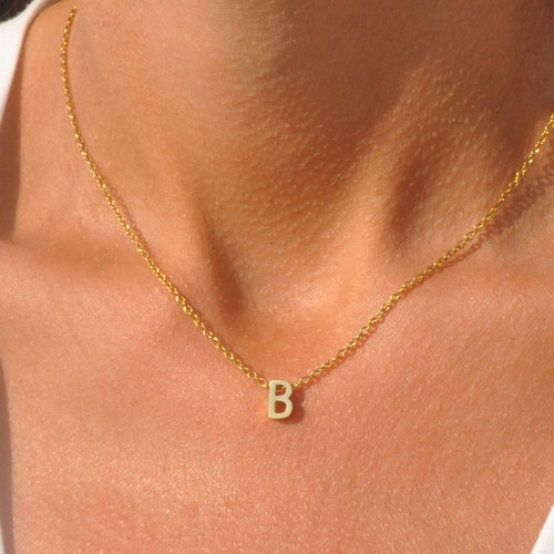 B Necklace Letter B Necklace Initial B 