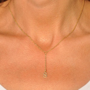 Gold Filled Initial Lariat Necklace - Personalized Drop Necklace with Letter - Gold Y Shape Necklace with Custom Initial, Gift for Her
