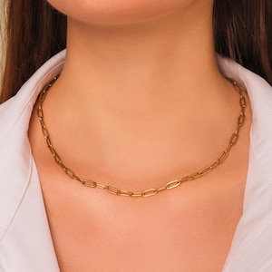 Paperclip Necklace Elongated Link Chain Necklace Best Personalized Bridesmaid Proposal Box Gift Idea Wedding Party Favors Chain Necklace