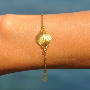 Shell Bracelet | Personalized Gold Silver Sea Shell Charm Bracelet, Seashell Bracelet, Beach Bracelet, Ocean Bracelet, Jewelry Gift for Her