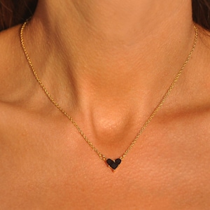 Black Heart Necklace | Delicate Black Heart Jewelry, Small CZ Heart Necklace, Dainty Necklace, Valentines Necklace, Birthday Gift for Her