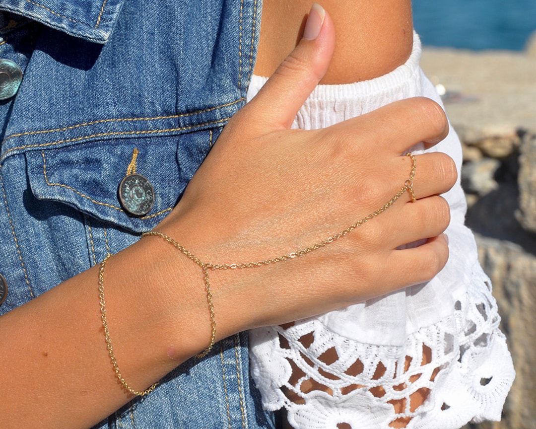 Gold Hand Chain Bracelet | Finger Bracelet | Layering Bracelet | Lariat ...