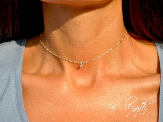 Mini Initial Choker Necklace - Sterling Silver
