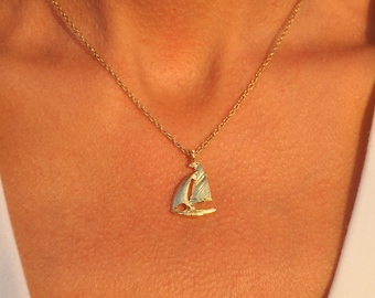 Gold Sailboat Necklace | Sailing Boat Charm Necklaces for Women, Dainty Sailboat Jewelry, Nautical, Marine, Delicate Boat Gift