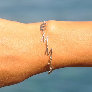 Side Letter Bracelet | Custom Initial Bracelet, Personalized Bracelet, Name Bracelet, Custom Sideways Initial Bracelet Silver Gold Rose Gold