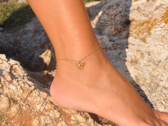 Gold Butterfly Anklet Gold Silver Butterfly Charm Ankle Bracelet With Initial Butterfly Jewelry Summer Anklet Anklet Butterfly Gold Etsy Australia