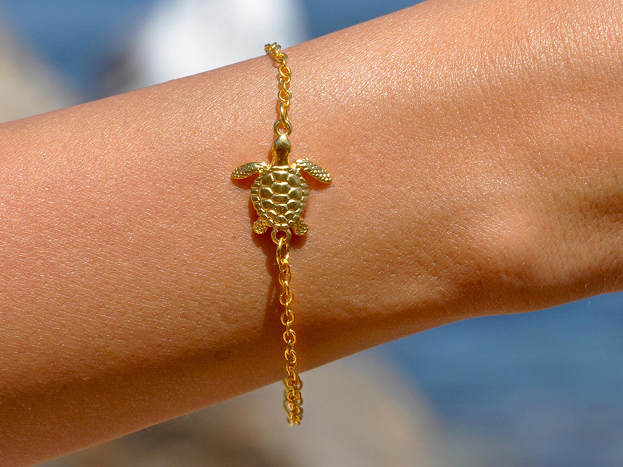 Rose goud schildpad armband Gepersonaliseerde goud zilver Etsy