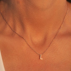 Collier L, collier L initiale, collier lettre L, cadeau de demoiselle d'honneur, cadeau initiale de bijoux pour elle, personnalisé, or argent rose LN-1027
