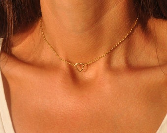 Dainty Open Heart Necklace - Gold Fill Open Heart Necklace - Heart Outline Necklace - Delicate Gold Heart Necklace - Necklace with Heart