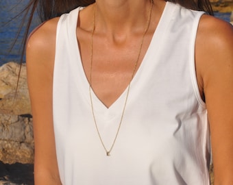 Personalized Super Long Letter Necklace, Gift for Her, Gold, Silver or Rose Gold