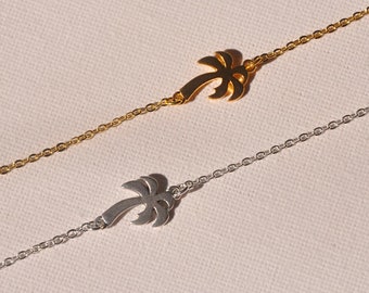 Palm Tree Anklet | Gold Palm Tree Anklet, Silver Palm Tree Anklet, Personalized Coconut Tree Anklet, Tropical Anklet with Palm Tree