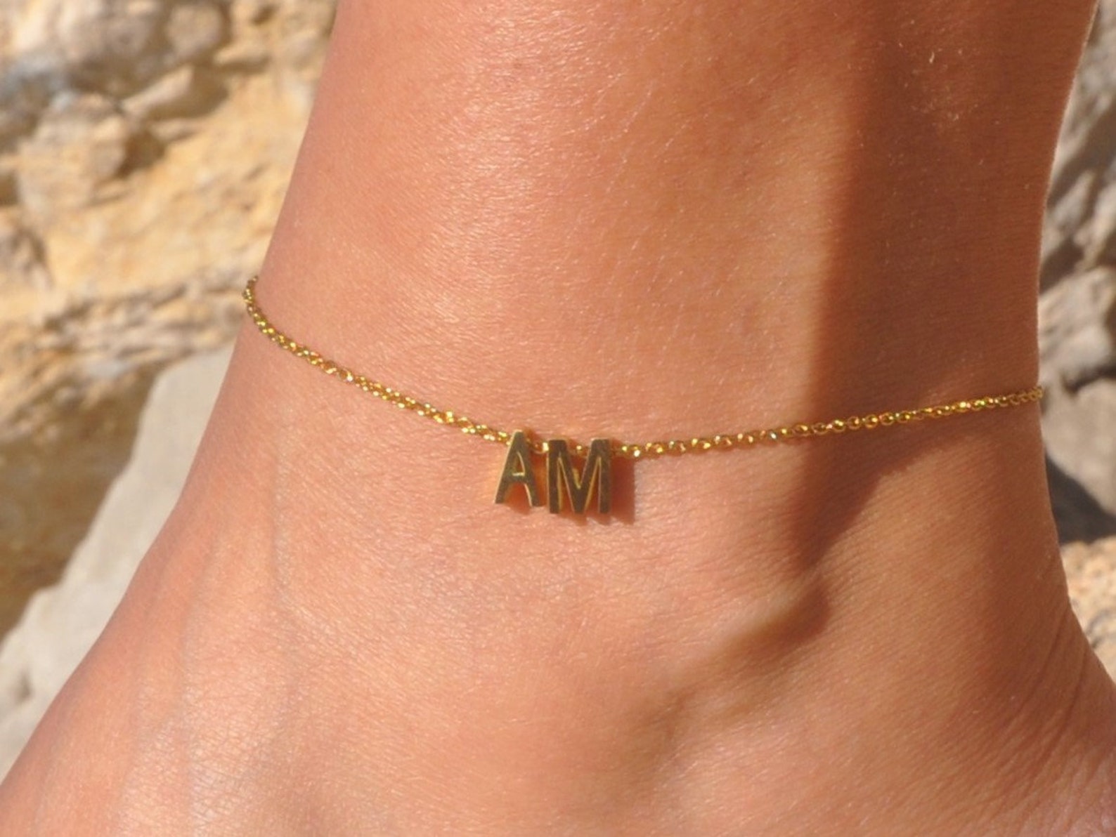 Silver ankle bracelets with initials Clearance
