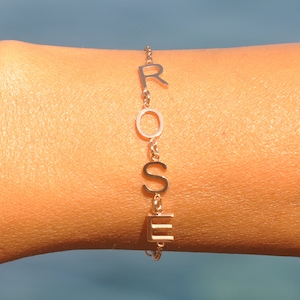 Personalized Sideways Initial Bracelet: Stainless Steel Custom Letter Name