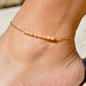Dainty Anklet Personalized Freshwater Oval Pearl Ankle Bracelet for Women Tiny Pearl Drop Anklet Bridesmaid Gift Gift for Her TPOA-593