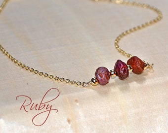 Friendship Ruby Necklace | Personalizes 3 Sisters or Friends Necklace, July Birthday Gift Necklace, July Birthstone Jewelry Gift for Her