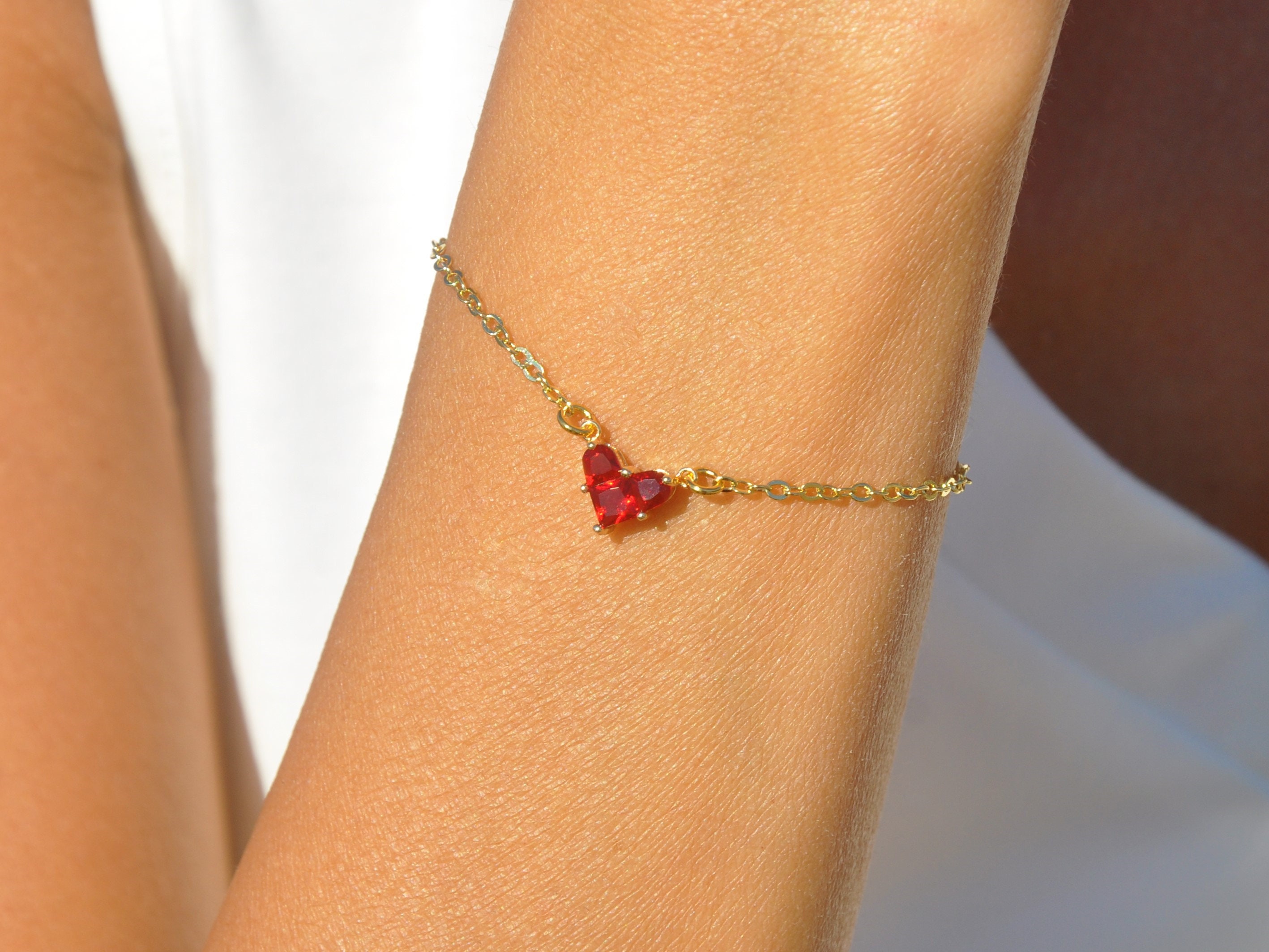 Bracelet porte bonheur avec initiales de nom en forme de petit c¿ur pour  homme et femme, couleur or, corde rouge, cadeau de Couple, nouveauté -  Rouge - 21MLSL0426A10713