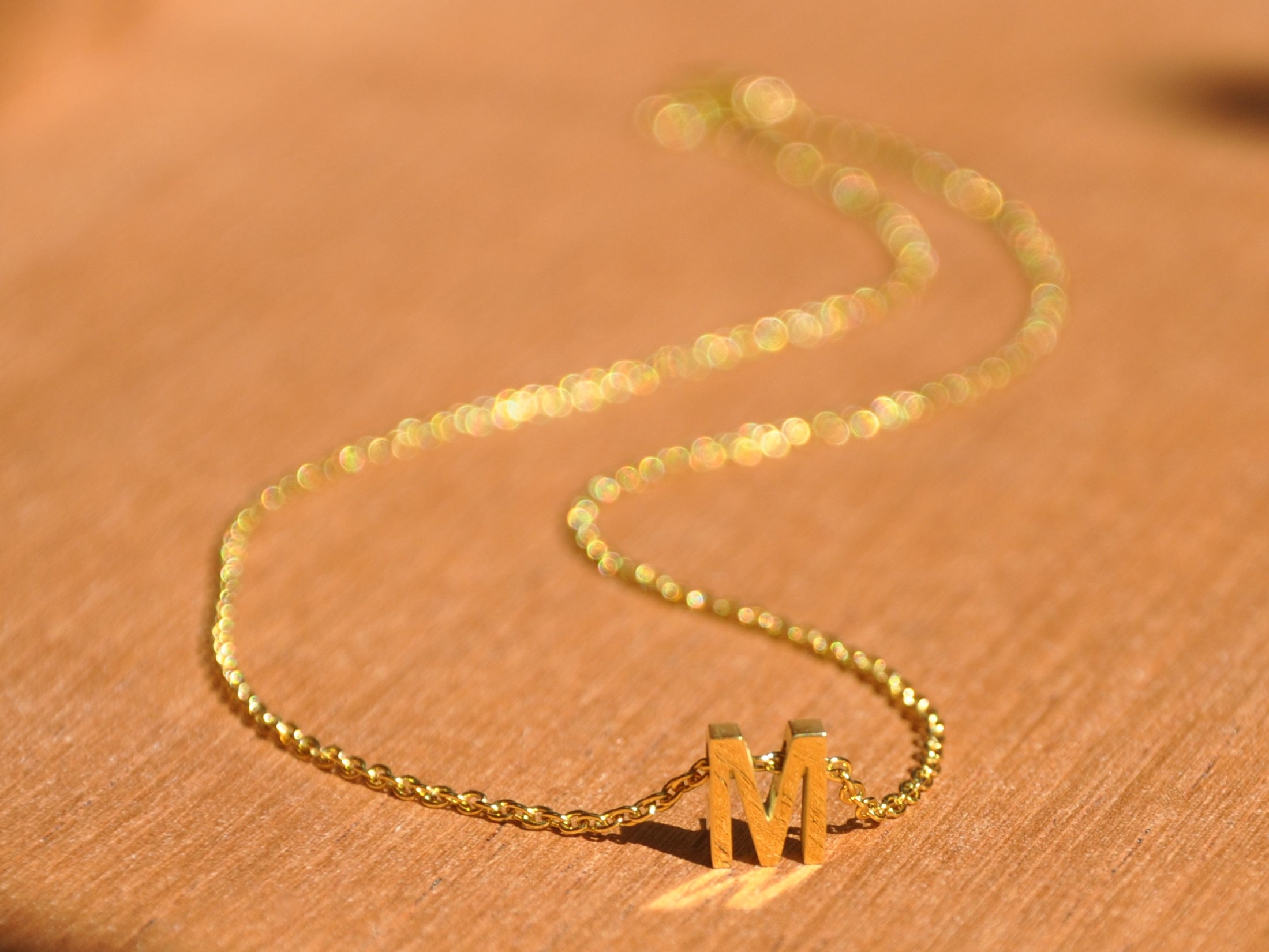 M Necklace Initial M Necklace Letter M 